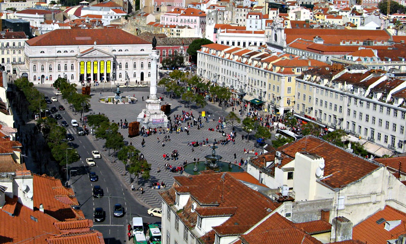 Plaza Rossio desde Elevador de Santa Justa, Lisboa
