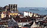 Catedral y Tajo desde Santa Justa, Lisboa